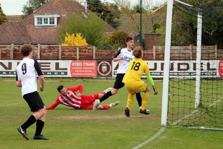 Action from Pagham's 1-0 win over Steyning / Picture: Roger Smith