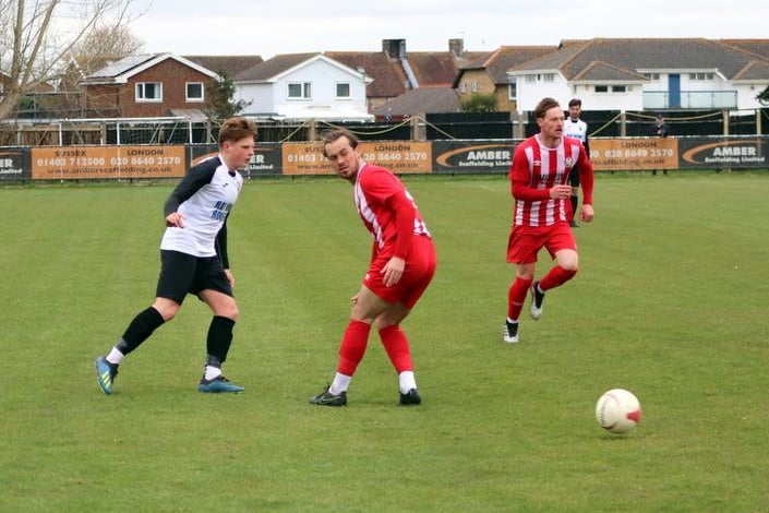 Action from Pagham's 1-0 win over Steyning / Picture: Roger Smith