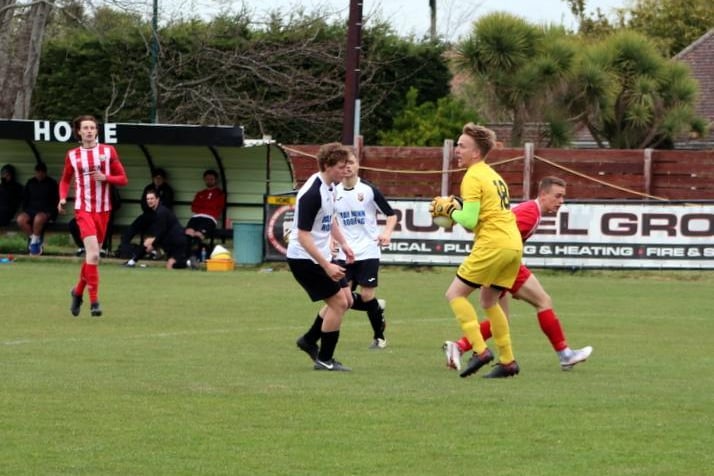 Action from Pagham's 1-0 win over Steyning / Picture: Roger Smith