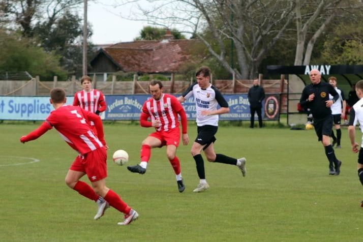 Action from Pagham's 1-0 win over Steyning / Picture: Roger Smith