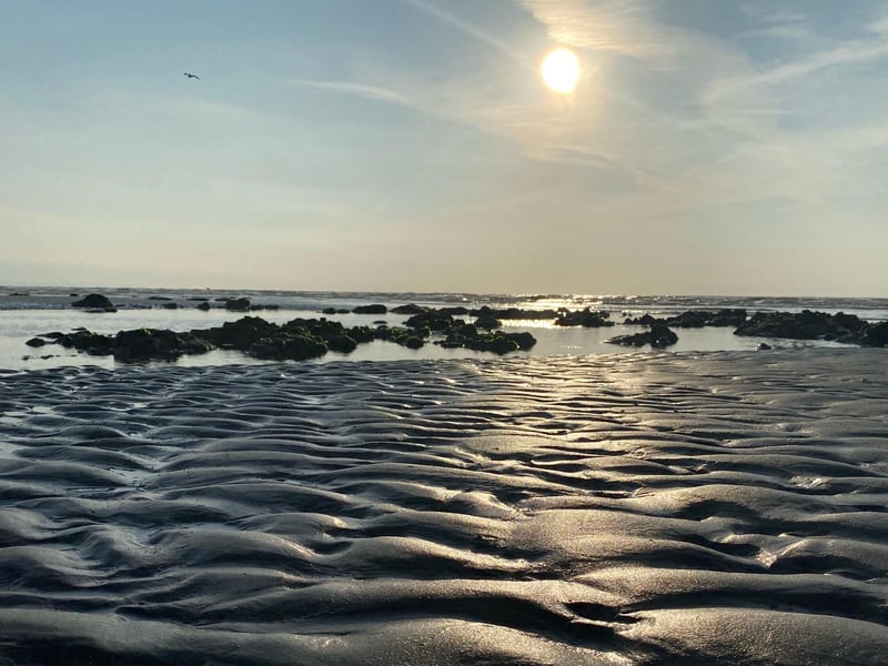 Early morning on Eastbourne beach at low tide, by Donato Tallo. SUS-210917-112555001