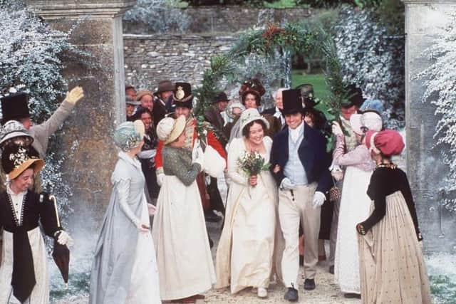 The BBC's highly acclaimed costume drama Pride and Prejudice comes to an end with the double wedding of Elizabeth and Jane to Darcy and Bingley. Picture shows Jennifer Ehle as Elizabeth and Colin Firth as Darcy.