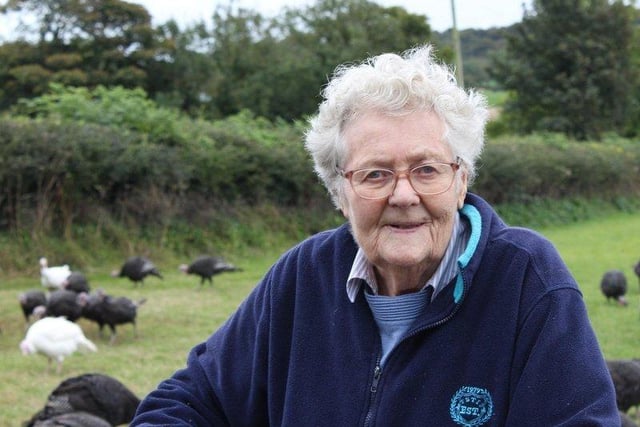 Olive Elliott, of Marlfield Farm, on the shores of Strangford Lough near Portaferry, Co. Down where the family has reared free range poultry for the last 40 years. Olive runs the farm with the help of her two sons Mark and David.