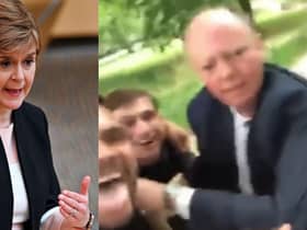 The First Minister Nicola Sturgeon has condemned the "appalling" treatment of Chris Whitty in a London park (Photo: PA and POOL/AFP via Getty Images).