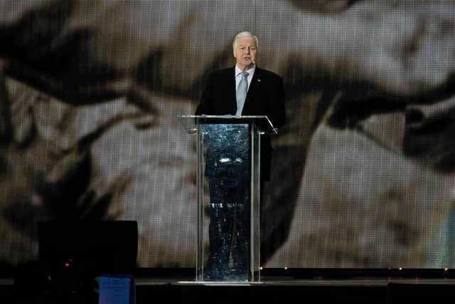 Ian Lavender performs during a concert on the 70th anniversary of VE Day at Horse Guards Parade in London. Picture: Ben A. Pruchnie/Getty Images