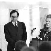 Former Prime Minister Margaret Thatcher addresses the Scotch Whisky Association conference at Prestonfield House hotel in Edinburgh in March 1990 (Picture: Jack Crombie)