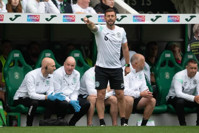 Jamie McAllister issues instructions from the touchline during the 1-0 victory over Kilmarnock