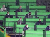 The press box during a pre-season friendly match between Celtic and Hibernian back in July 2020.