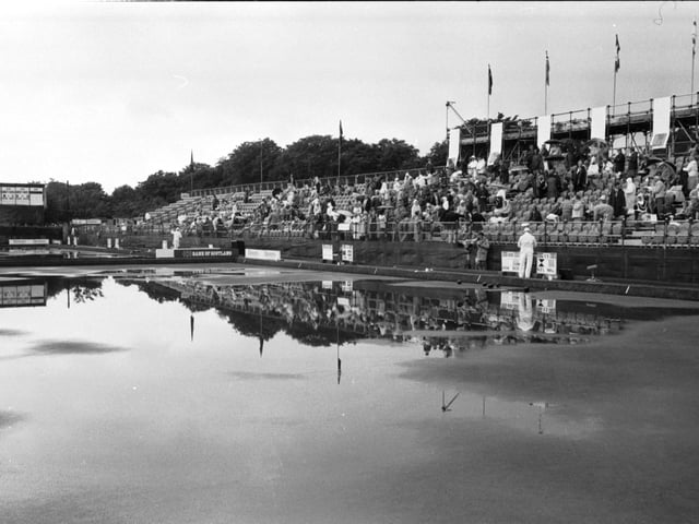Despite the greens being flooded, play continued at Balgreen Bowling Club at the Commonwealth Games.