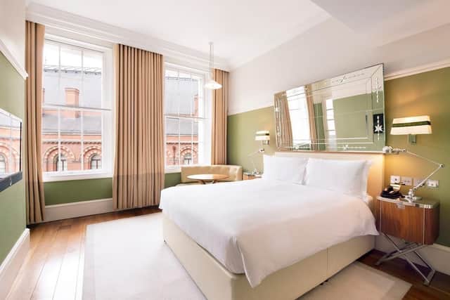 One of the bedrooms at Great Northern Hotel, where creams, greens and beige make for a relaxing vibe. Pic: Marriott International.
