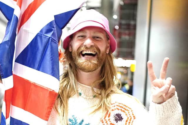 Sam Ryder, arrives at Heathrow Airport in London after finishing second in the final of the Eurovision Song Contest in Italy. Picture date: Sunday May 15, 2022.