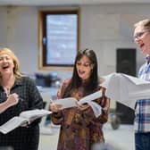 Shona White, Blythe Jandoo and Ben Stock in rehearsals for Gypsy at Pitlochry Festival Theatre PIC: Fraser Band