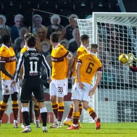 Liam Kelly saves a free-kick from St Mirren's Ilkay Durmus during his debut for Motherwell in Paisley last weekend. (Photo by Ross MacDonald / SNS Group)
