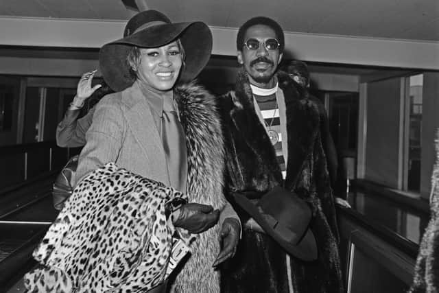 Tina with then husband Ike Turner at Heathrow Airport in 1972 (Picture: Evening Standard/Hulton Archive/Getty Images)