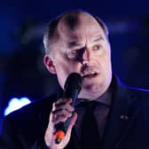 Defence Secretary Ben Wallace, speaks during a United With Ukraine: vigil, to mark one year of war in Ukraine, at Trafalgar Square, London. Picture date: Thursday February 23, 2023.