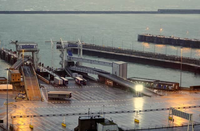 Empty ramps and lanes at the Port of Dover in Kent after France ban freight hauliers from the UK