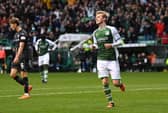 Ewan Henderson celebrates scoring to make it 3-0 to Hibs after their victory against St Mirren. Picture: SNS