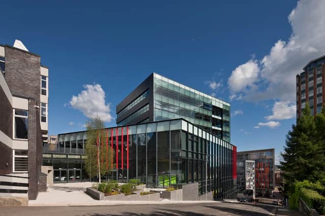 Mr Mackenzie highlights BDP’s design of the University of Strathclyde Learning and Teaching Building, which redeveloped existing buildings. Picture: David Barbour.