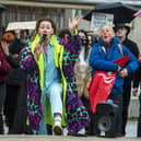 Supporters of the gender reform bill staged their own protest outside Holyrood on Friday, while opponents of the legilation also held a demonstration. Picture: Lisa Ferguson