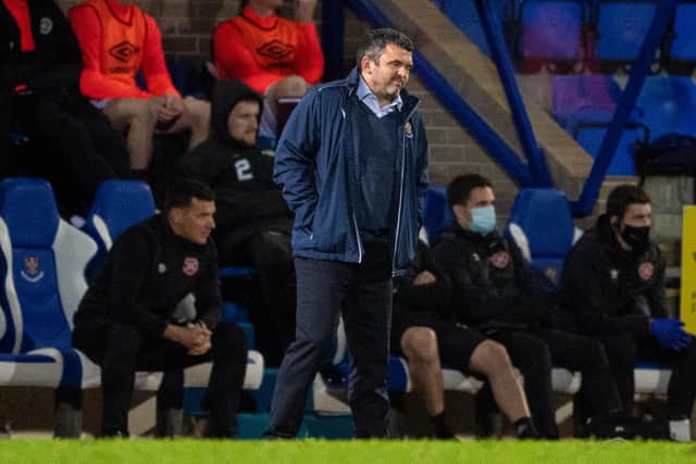 St Johnstone manager Callum Davidson during the 1-1 draw with Hearts.