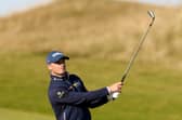 David Law plays his second shot on the 18th hole at Kingsbarns Golf Links on day one of the Alfred Dunhill Links Championship. Picture: Richard Heathcote/Getty Images.