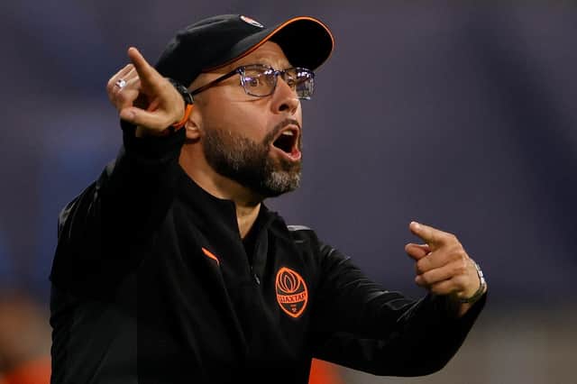 Shakhtar Donetsk's Croatian coach Igor Jovicevic gestures from the sidelines during the 4-1 win over RB Leipzig. (Photo by ODD ANDERSEN/AFP via Getty Images)