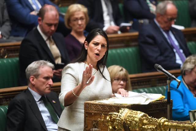 Home Secretary Priti Patel defends the plan to send refugees to Rwanda in the House of Commons
