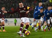 Lawrence Shankland put Hearts ahead against St Johnstone from the penalty spot. (Photo by Paul Devlin / SNS Group)