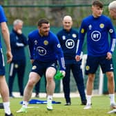John Fleck trains with the Scotland squad at La Finca Resort in Alicante, Spain, ahead of his positive Covid tet (Photo by Jose Breton / SNS Group)