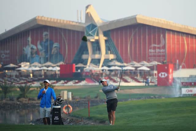 Rory McIlroy plays a shot during the pro am ahead of the Abu Dhabi HSBC Championship at Abu Dhabi Golf Club. Picture: Warren Little/Getty Images.