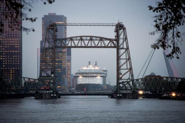 Jeff Bezos' yacht is said to be too tall to fit under the Koningshaven Bridge (Picture: Robin van Lonkhuijsen/AFP via Getty Images)