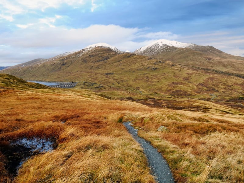 At 1,214m (3,982ft), Ben Lawers is the highest mountain in the central Highlands and one of the most popular. It has a some of the most rare arctic-alpine plants in Britain, and sits on the north side of Loch Tay. This climb is two for the price of one as walkers often cross Beinn Ghlas en route without even noticing. A high-level car park makes the ascent easier, which can be completed in four to six hours. There is a clear path to the top but it is very exposed to the elements up there.