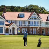 A lady golfer plays at Muirfield, where the AIG Women's Open is being held for the first time in 2022. Picture: Jeff J Mitchell/Getty Images.