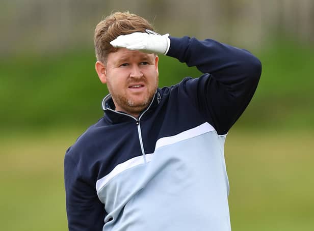 WEST KILBRIDE, SCOTLAND - AUGUST 30: Paul O'Hara of North Lanarkshire Leisure Ltd plays his second shot at the 18th hole during day one of the Loch Lomond Whiskies' Scottish PGA Championship at West Kilbride Golf Club on August 30, 2022 in West Kilbride, Scotland. (Photo by Mark Runnacles/Getty Images)