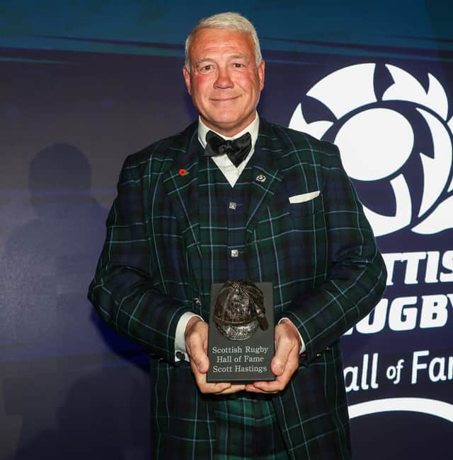 Scott Hastings during a Scottish Rugby Union Hall of Fame Induction Ceremony at Greyfriars Hall in 2025