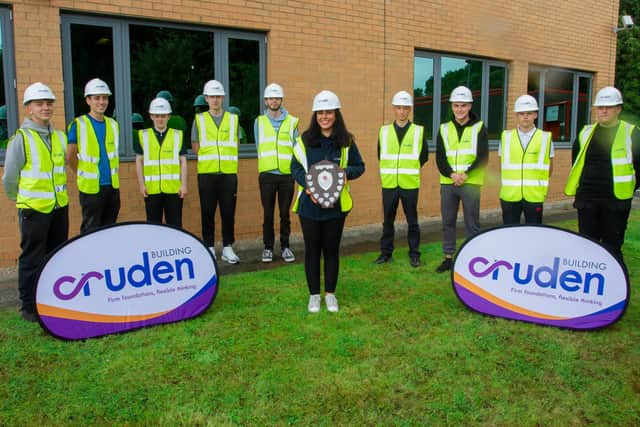 Nicole Carlin, Cruden Group's apprentice of the year, with the new apprentices for 2021.