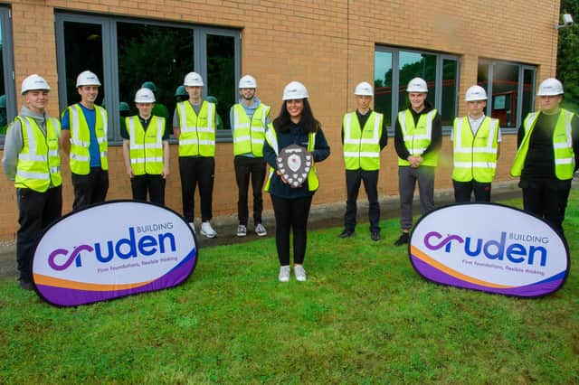 Nicole Carlin, Cruden Group's apprentice of the year, with the new apprentices for 2021.
