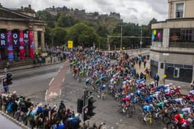 The men's elite road race crosses Princes Street in Edinburgh during the UCI Cycling World Championships last August. Picture: Katielee Arrowsmith