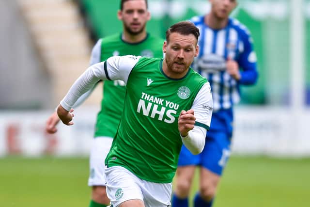Hibernian's Martin Boyle during the Scottish Premiership match against Kilmarnock at Easter Road on August 01, 2020, in Edinburgh, Scotland. (Photo by Rob Casey / SNS Group)