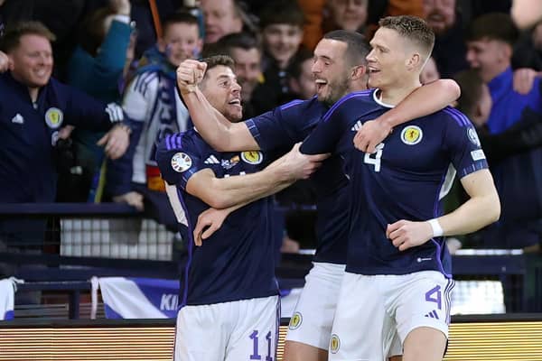 Joy unconfined as Ryan Christie, John McGinn and Scott McTominay celebrate the epic Scotlad victory over Spain