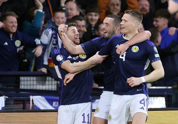 Joy unconfined as Ryan Christie, John McGinn and Scott McTominay celebrate the epic Scotlad victory over Spain