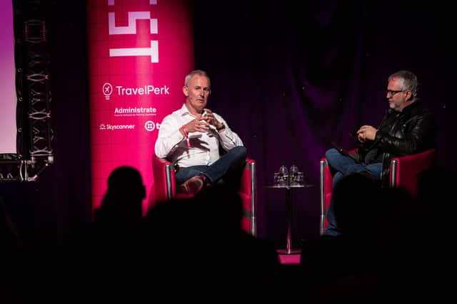 The Scottish Government's Chief Entrepreneur Mark Logan on stage with TechCrunch's Mike Butcher at Turing Fest