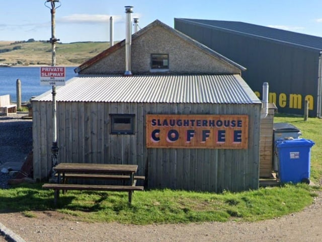 Could Slaughterhouse Coffee have the best view of any coffee shop in Scotland? It's perched next to the slipway of the ferry that runs from Cromarty to Nigg - overlooking the Cromarty Firth - and offers tasty cake from the local Black Isle Bakery.