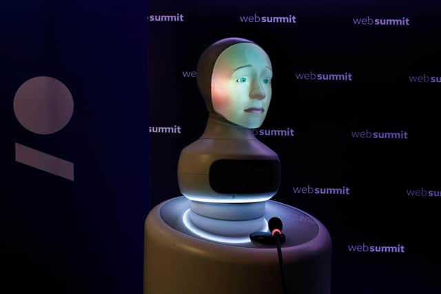 The 'Furhat' social robot, by Swedish Social Robotics and Conversational AI startup, Fruhat Robotics, during its presentation at the 2018 edition of the annual Web Summit technology conference in Lisbon on November 6, 2018. Picture: PATRICIA DE MELO MOREIRA/AFP via Getty Images