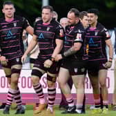 Ayrshire Bulls' Blair Macpherson celebrates after scoring a try during a FOSROC Super Series Sprint final against Heriot's at Millbrae.