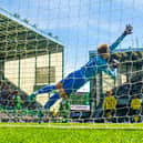 Callum McGregor's goal from 30 yards flies past Hibs 'keeper Josep Bursik to make it 2-0 to Celtic (Photo by Alan Harvey / SNS Group)
