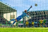 Callum McGregor's goal from 30 yards flies past Hibs 'keeper Josep Bursik to make it 2-0 to Celtic (Photo by Alan Harvey / SNS Group)