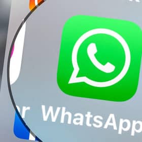 The logo of the mobile messaging software Whatsapp displayed on a tablet