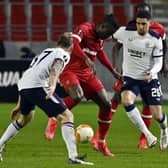 Leon Balogun, in action against Royal Antwerp in Belgium on Thursday night, is confident he will still be a Rangers player next season. (Photo by DIRK WAEM/BELGA/AFP via Getty Images)