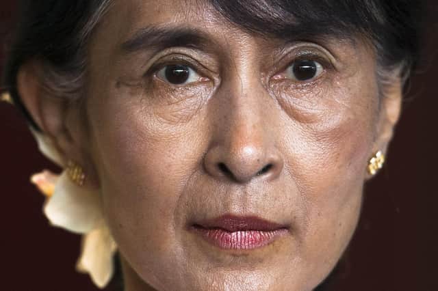 Myanmar leader Aung San Suu Kyi. Picture: AP Photo/Markus Schreiber, File